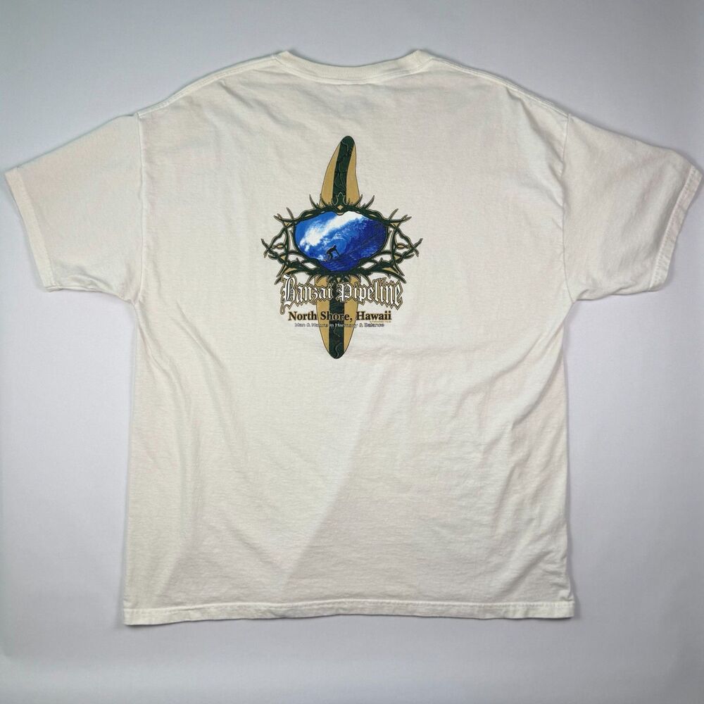 Vintage Banzai Pipeline Hawaii Surf T-Shirt XL White Hanes North Shore